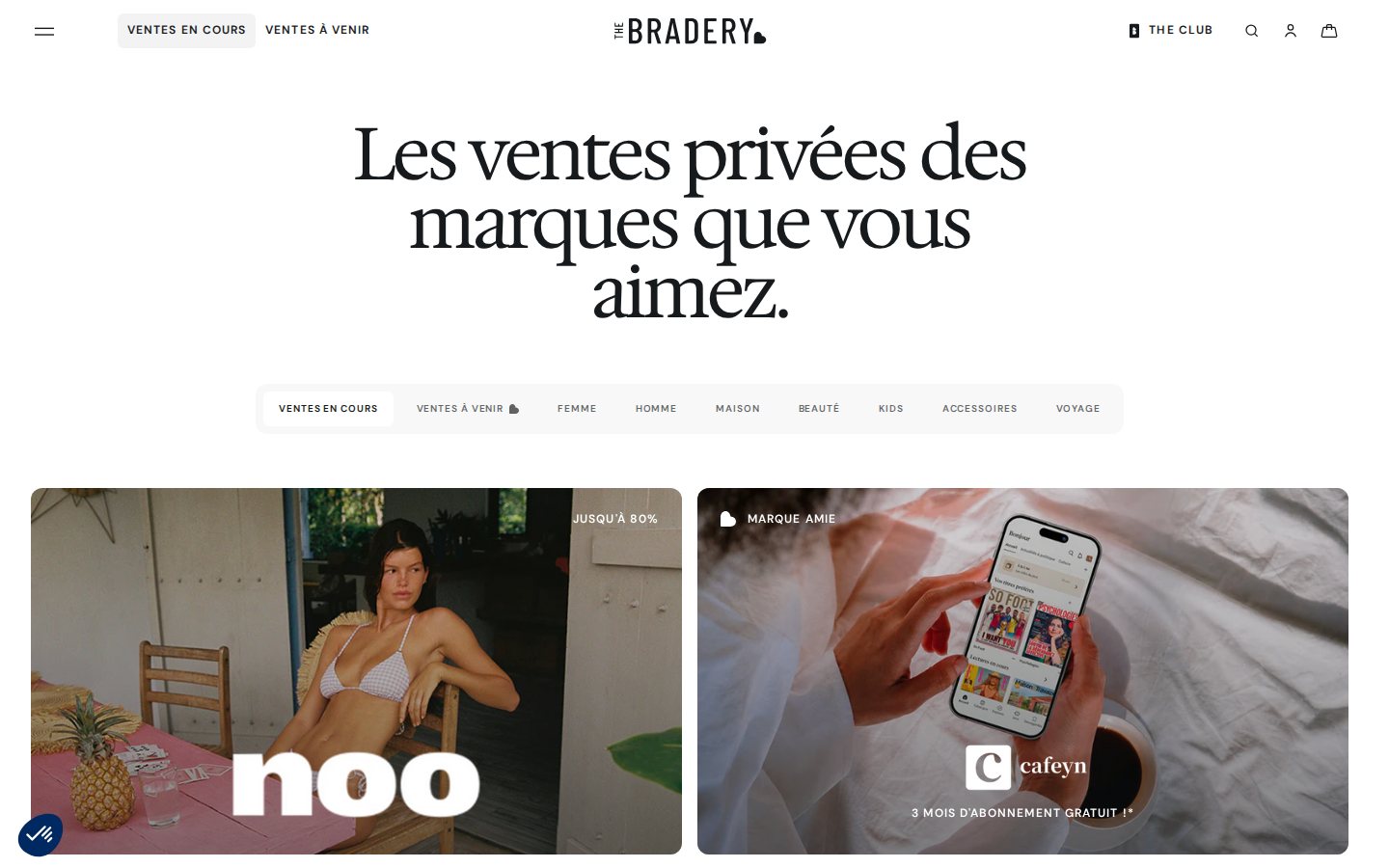 Aperçu du site e-commerce The Bradery